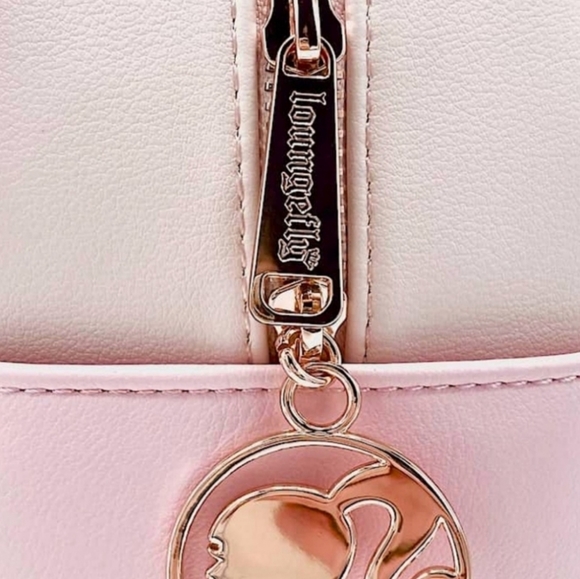 Barbie Loungefly Rose Gold Logo Pink  Convertible Backpack - Picture 7 of 10